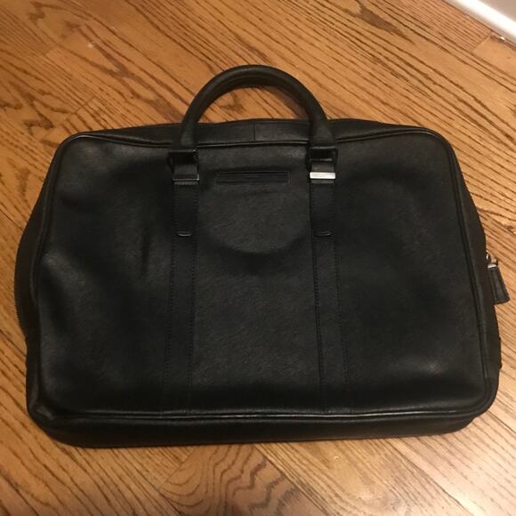 CALVIN KLEIN Men’s Black Leather Briefcase - Picture 8 of 12
